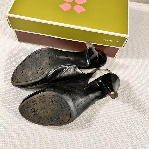 naturalizer womens 8M comfort "ivy" leather adjustable slingback 3" heel pumps. - Picture 9 of 10